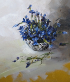 Tableau de Mick-Droux : Gentianes bleues